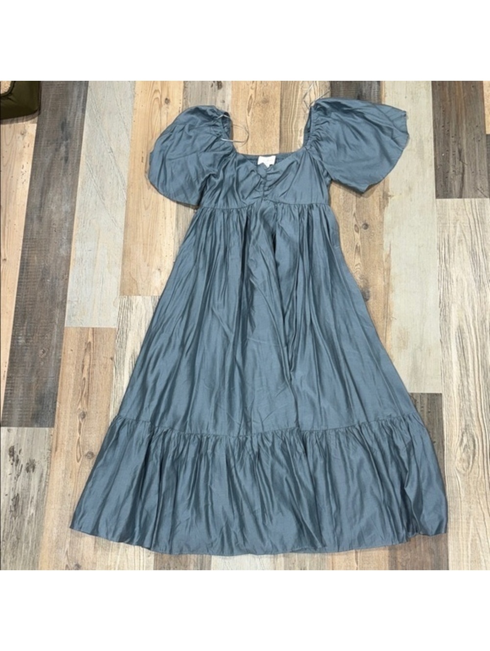 In February ruffle Blue Midi Dress